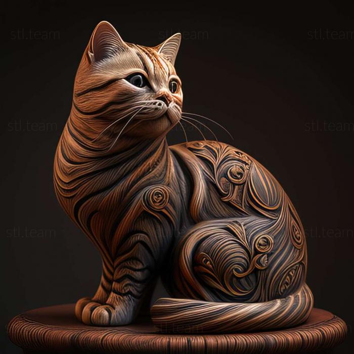 3D model American Bobtail cat (STL)